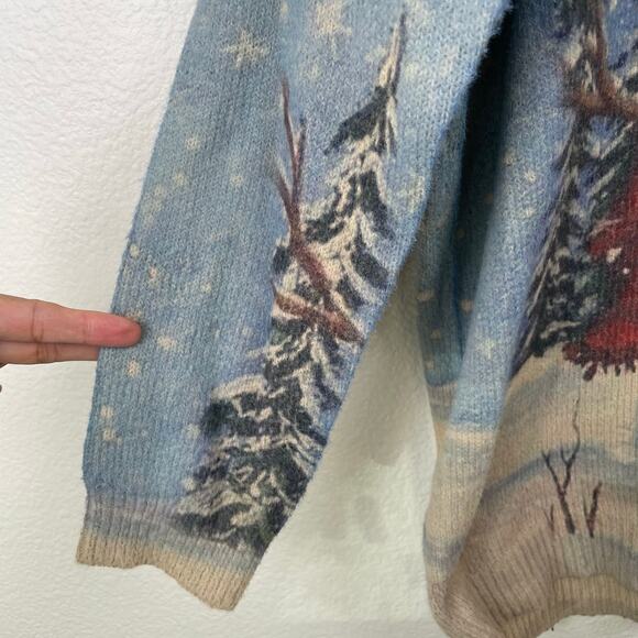 Womens Sweater Sz XL Wool Snowman Christmas Novelty Cottage Cabin Holiday Cozy - Picture 5 of 9